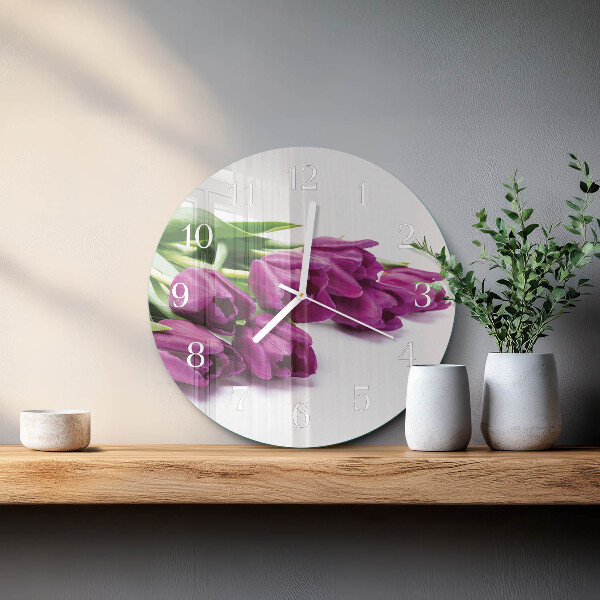 Reloj de pared redondo tulipanes