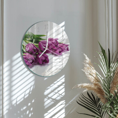 Reloj de pared redondo tulipanes
