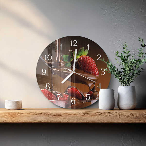 Reloj de pared redondo Fresas con chocolate