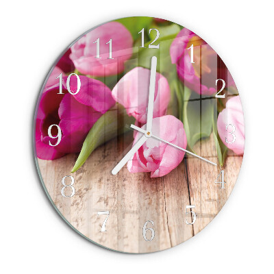 Reloj de pared redondo tulipanes