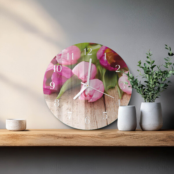 Reloj de pared redondo tulipanes