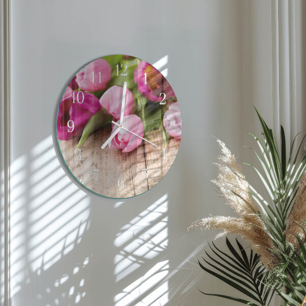 Reloj de pared redondo tulipanes