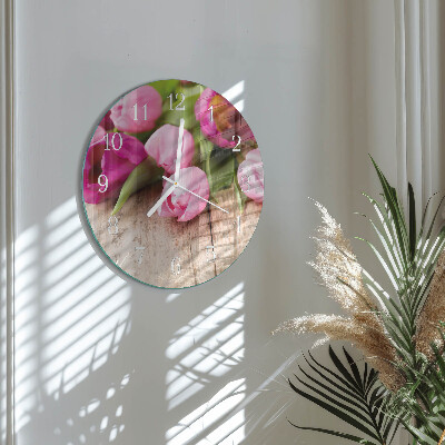 Reloj de pared redondo tulipanes