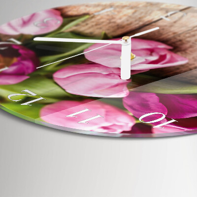 Reloj de pared redondo tulipanes