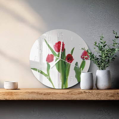 Reloj de pared redondo tulipanes