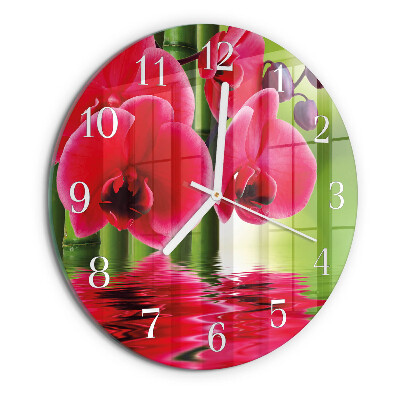 Reloj de pared redondo Orquídea