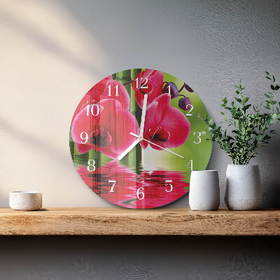 Reloj de pared redondo Orquídea