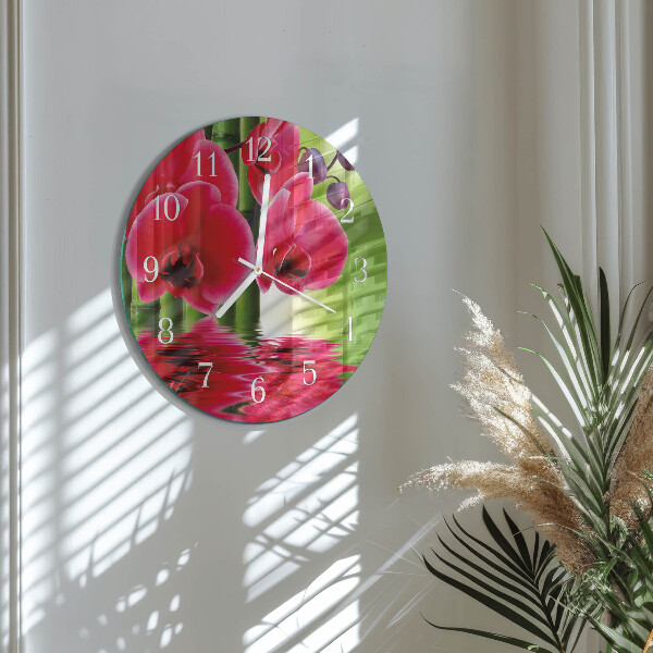 Reloj de pared redondo Orquídea