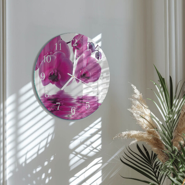 Reloj de pared redondo Orquídea