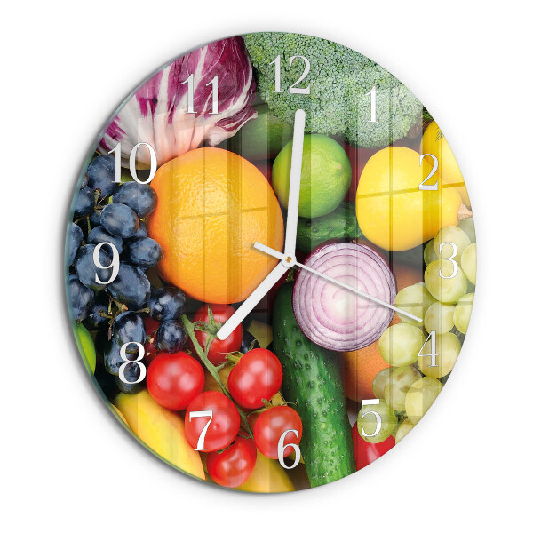 Reloj de pared redondo Frutas y verduras