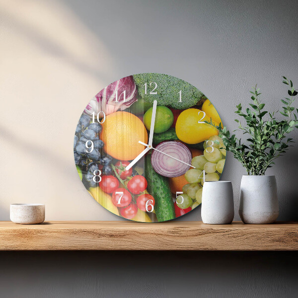 Reloj de pared redondo Frutas y verduras