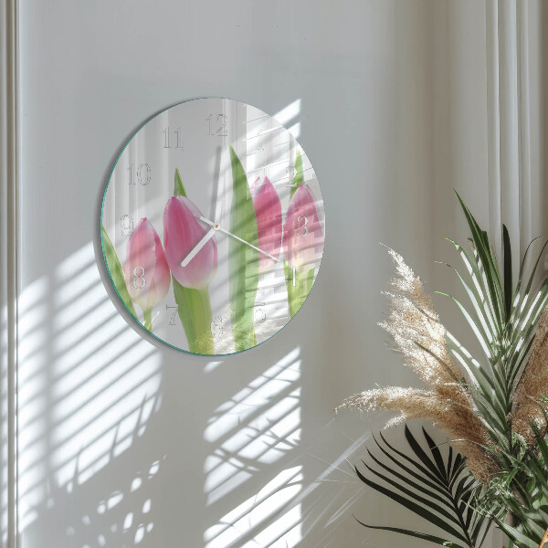 Reloj de pared redondo tulipanes
