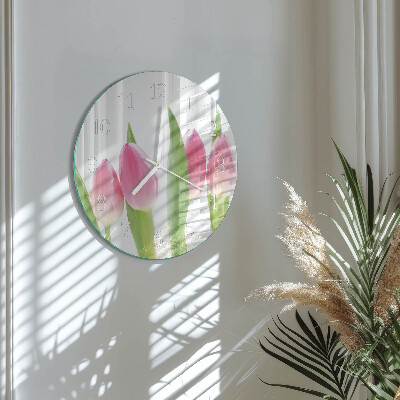 Reloj de pared redondo tulipanes