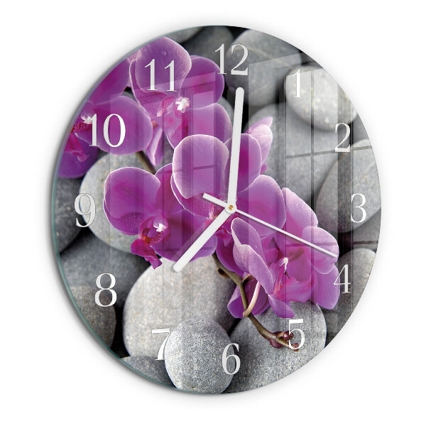 Reloj de pared redondo Piedras de orquídeas