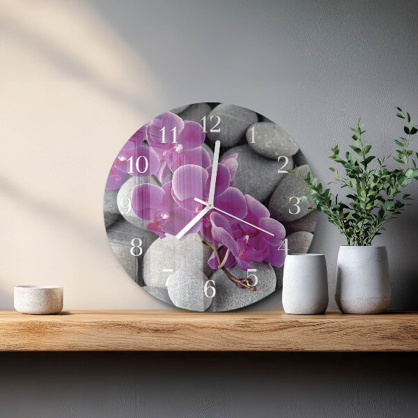Reloj de pared redondo Piedras de orquídeas