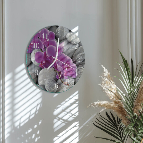 Reloj de pared redondo Piedras de orquídeas