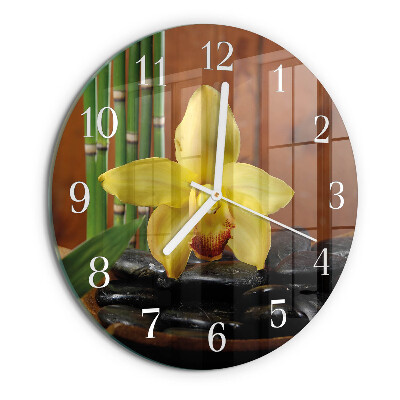 Reloj de pared redondo Orquídea de bambú