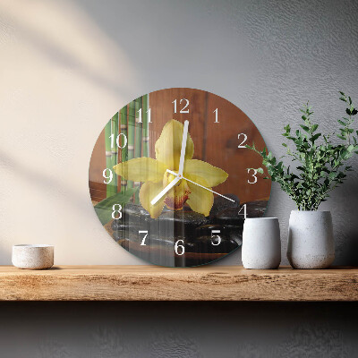 Reloj de pared redondo Orquídea de bambú