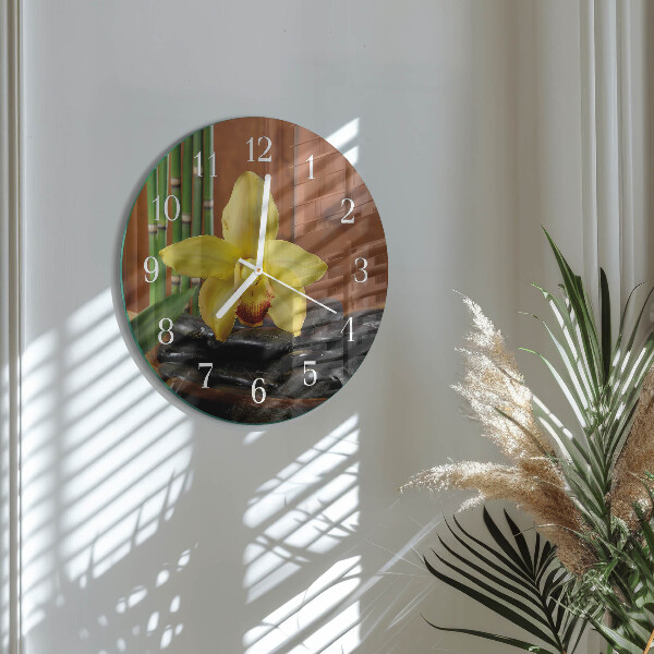 Reloj de pared redondo Orquídea de bambú