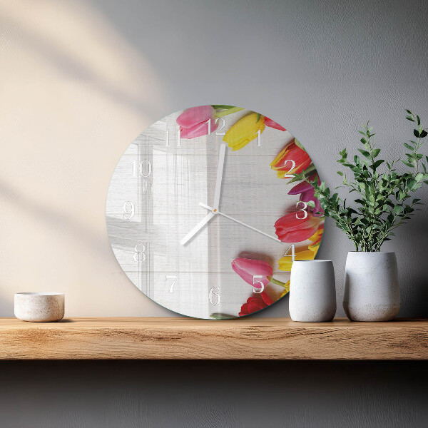 Reloj de pared redondo tulipanes