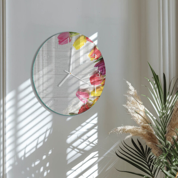 Reloj de pared redondo tulipanes