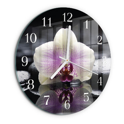 Reloj de pared redondo Orquídea