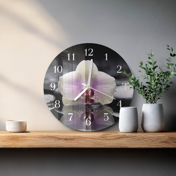 Reloj de pared redondo Orquídea
