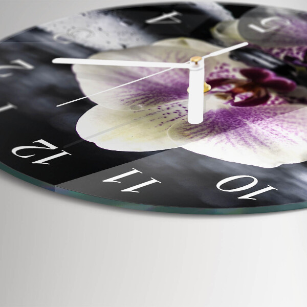 Reloj de pared redondo Orquídea