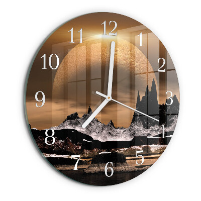 Reloj de pared redondo montañas