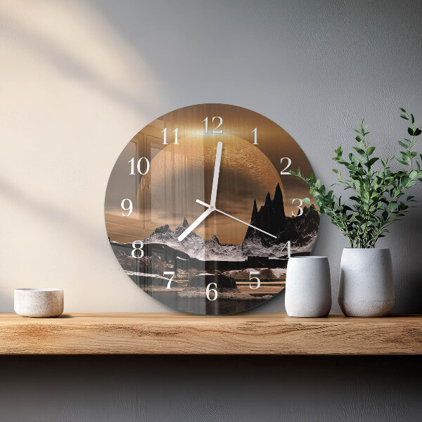 Reloj de pared redondo montañas