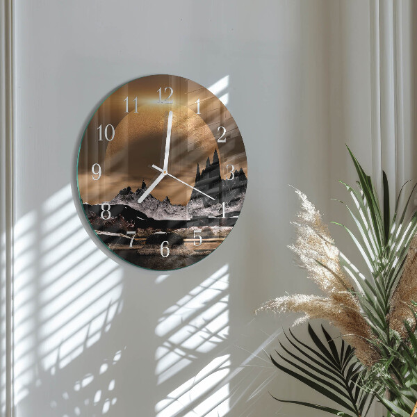 Reloj de pared redondo montañas