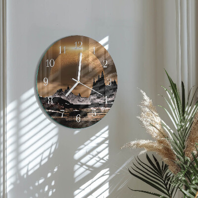 Reloj de pared redondo montañas