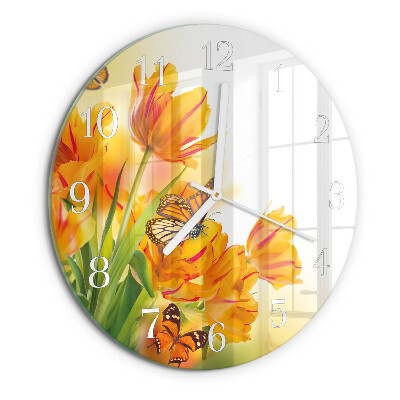 Reloj de pared redondo tulipanes