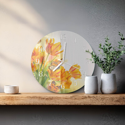 Reloj de pared redondo tulipanes