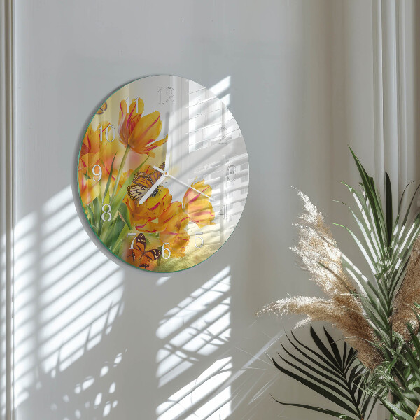Reloj de pared redondo tulipanes