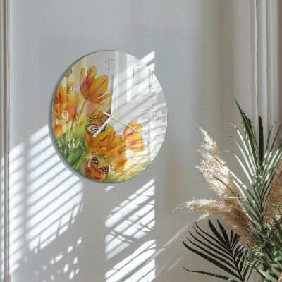 Reloj de pared redondo tulipanes