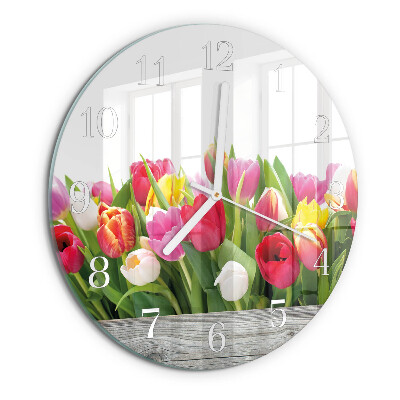 Reloj de pared redondo tulipanes