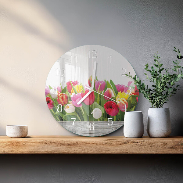 Reloj de pared redondo tulipanes