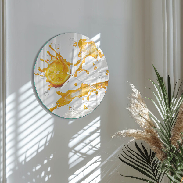 Reloj de pared redondo zumo de naranja