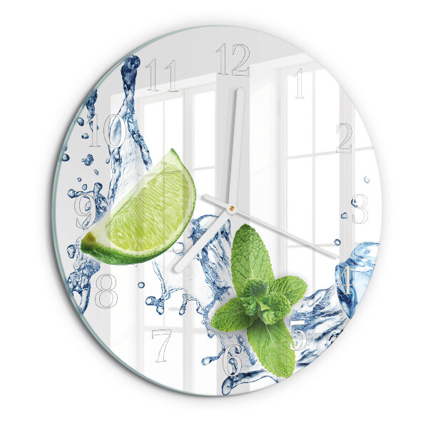 Reloj de pared redondo Menta con lima