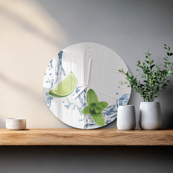 Reloj de pared redondo Menta con lima