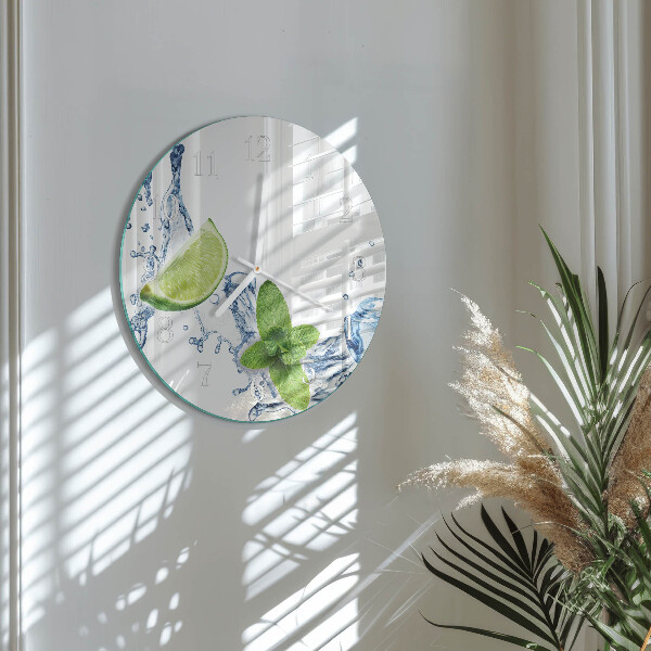 Reloj de pared redondo Menta con lima