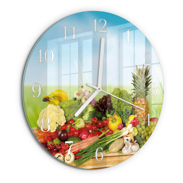 Reloj de pared redondo Verduras Frutas