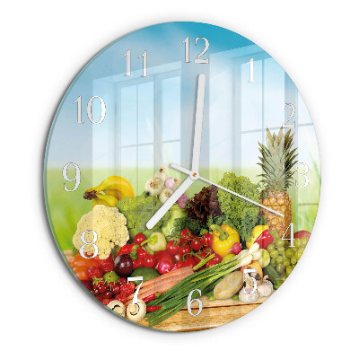 Reloj de pared redondo Verduras Frutas