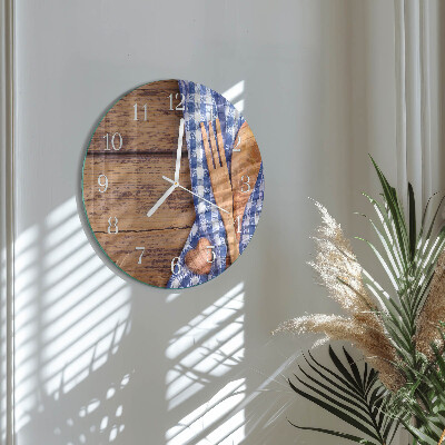 Reloj de pared redondo Madera y cubertería