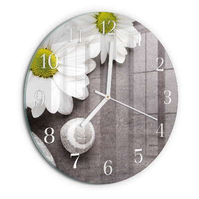 Reloj de pared redondo Flores y piedras