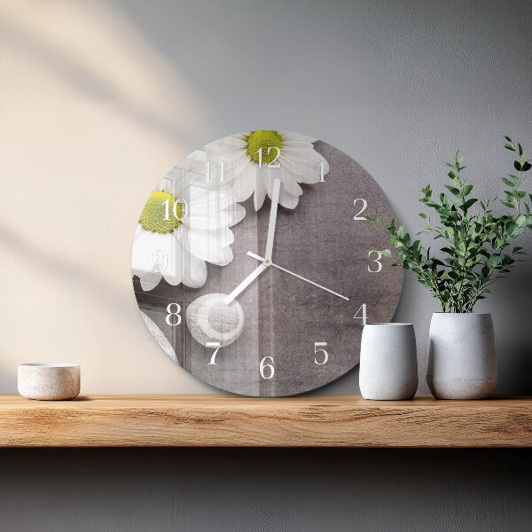 Reloj de pared redondo Flores y piedras