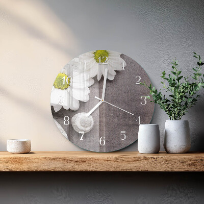 Reloj de pared redondo Flores y piedras