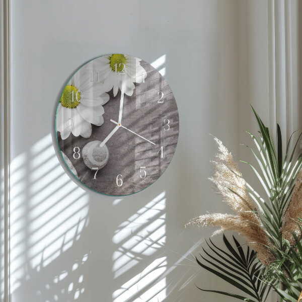 Reloj de pared redondo Flores y piedras