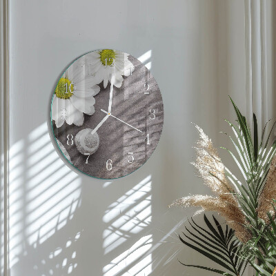Reloj de pared redondo Flores y piedras